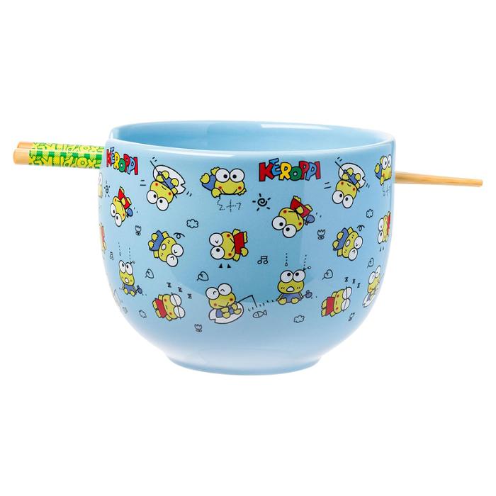 Hello Kitty Keroppi Ceramic Ramen Bowl and Chopstick Set (Poses) Niebieskie | PL_HK12113