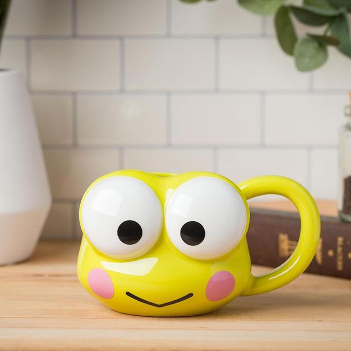 Hello Kitty Keroppi Face Sculpted Mug Żółte | PL_HK74550