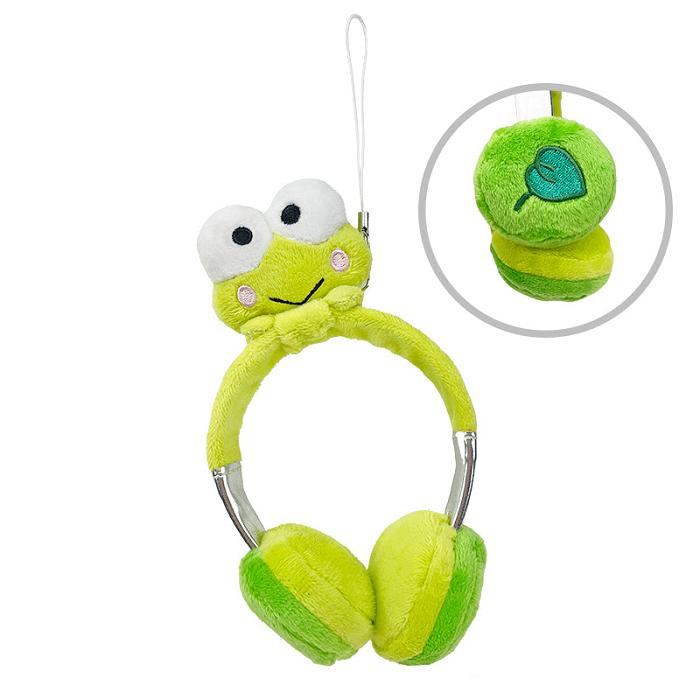 Hello Kitty Keroppi Plush Headphones Bag Charm Zielone | PL_HK91735