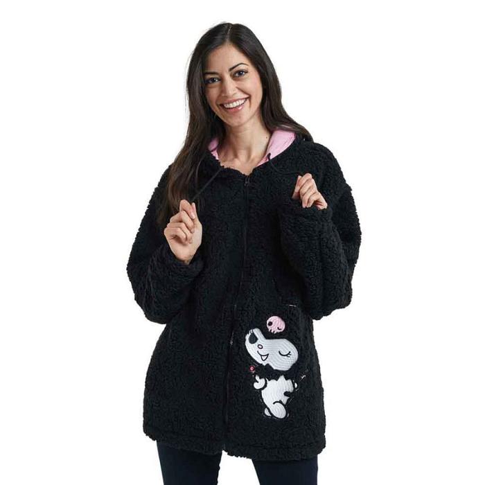 Hello Kitty Kuromi Cozy Sherpa Zip Lounge Hoodie Czarne | PL_HK55013