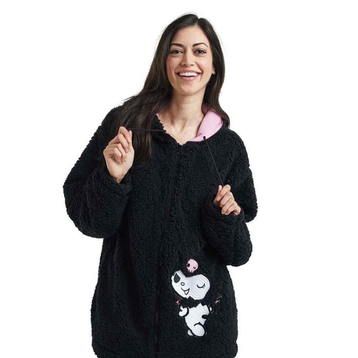 Hello Kitty Kuromi Cozy Sherpa Zip Lounge Hoodie Czarne | PL_HK55013