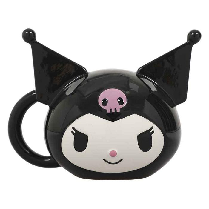 Hello Kitty Kuromi Face Sculpted Mug Czarne | PL_HK56403