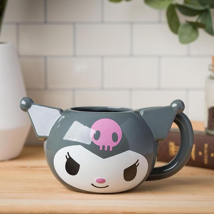 Hello Kitty Kuromi Face Sculpted Mug (Gray) Szare | PL_HK44995