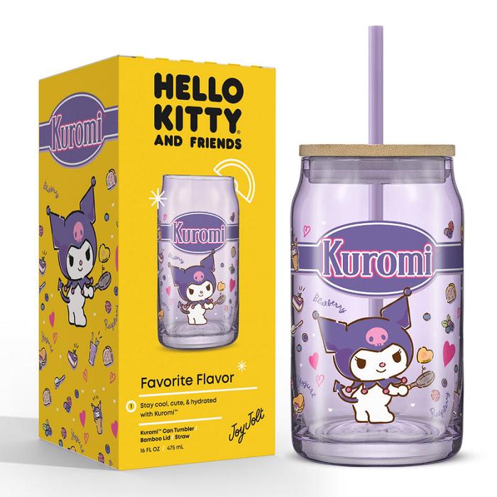 Hello Kitty Kuromi Favorite Flavor Lidded Glass Tumbler Fioletowe | PL_HK97414