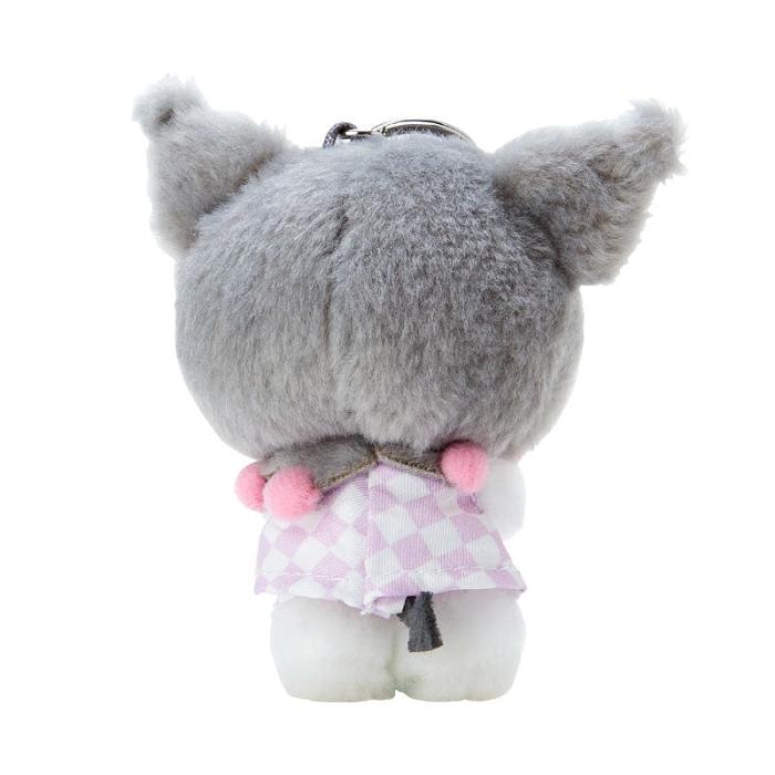 Hello Kitty Kuromi Plush Mascot Keychain (Pastel Check Series) Szare | PL_HK64157