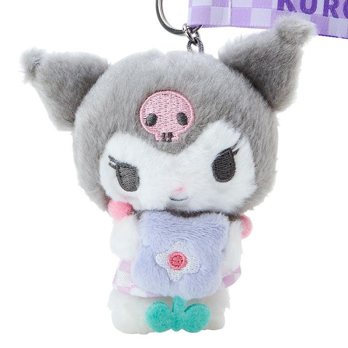 Hello Kitty Kuromi Plush Mascot Keychain (Pastel Check Series) Szare | PL_HK64157