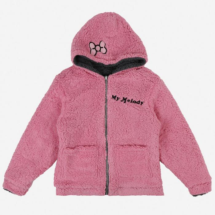 Hello Kitty Kuromi & My Melody x Dumbgood Reversible Sherpa Zip Hoodie Różowe Czarne | PL_HK33698