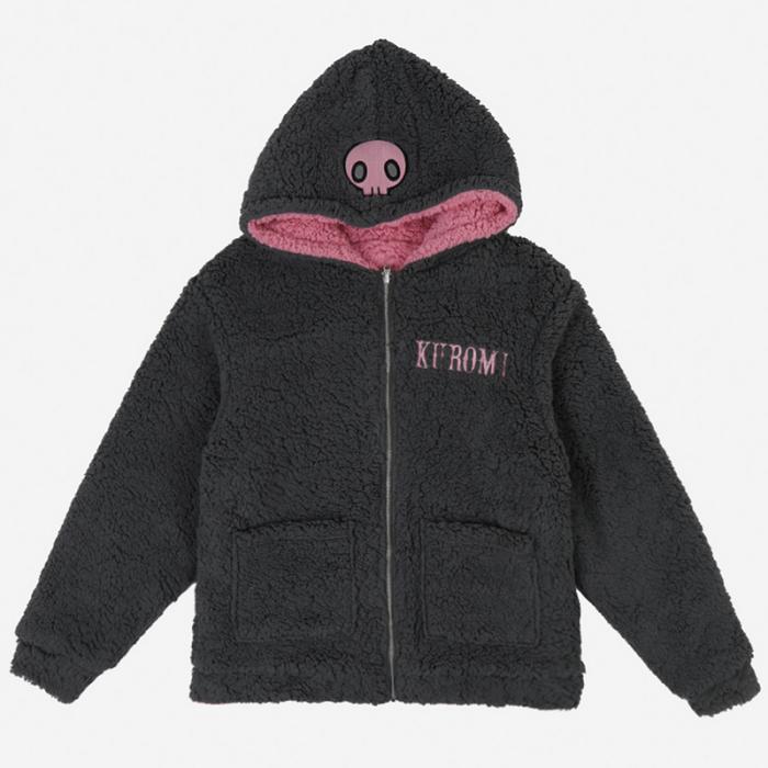 Hello Kitty Kuromi & My Melody x Dumbgood Reversible Sherpa Zip Hoodie Różowe Czarne | PL_HK33698