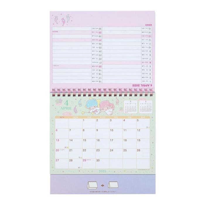 Hello Kitty LittleTwinStars 2025 Desk Calendar Różowe | PL_HK25180