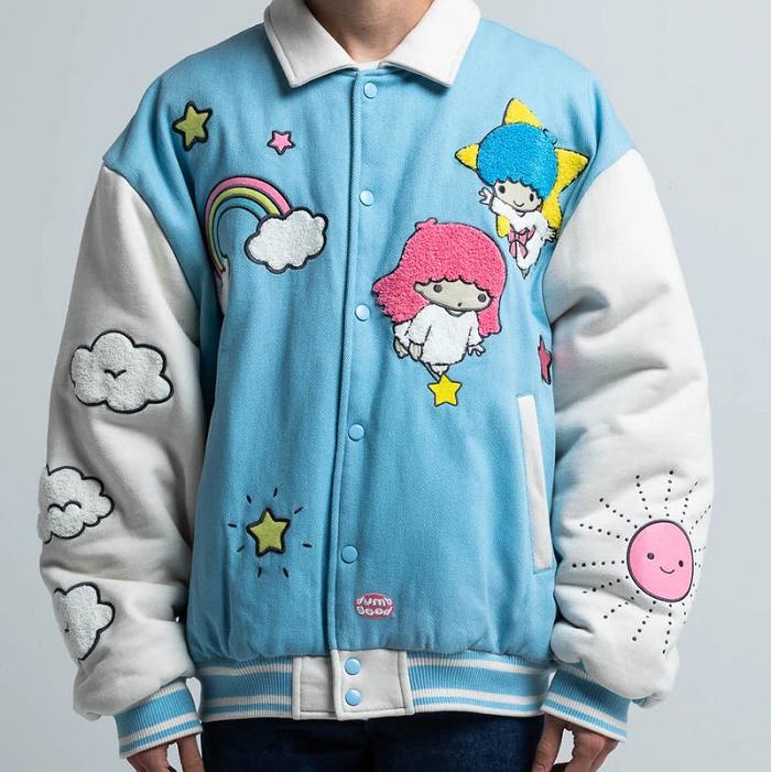 Hello Kitty LittleTwinStars x Dumbgood Varsity Jacket Niebieskie | PL_HK28059