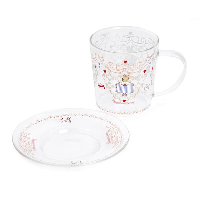 Hello Kitty Marron Cream Glass Cup and Saucer Set Kolorowe | PL_HK42377