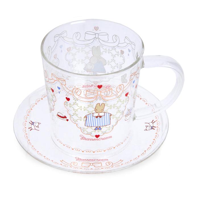 Hello Kitty Marron Cream Glass Cup and Saucer Set Kolorowe | PL_HK42377