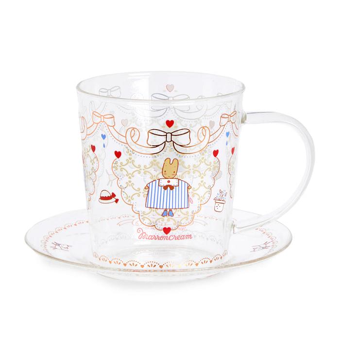 Hello Kitty Marron Cream Glass Cup and Saucer Set Kolorowe | PL_HK42377