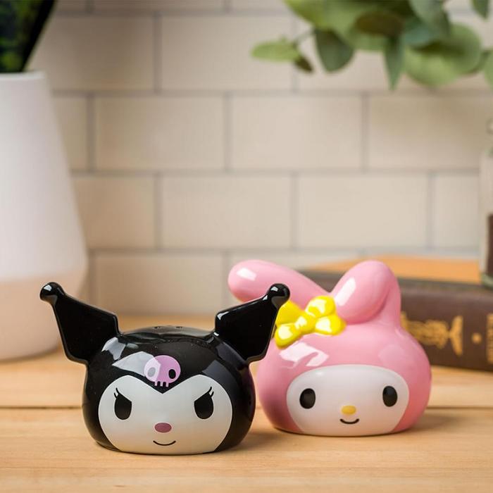 Hello Kitty My Melody And Kuromi Sculpted Ceramic Salt and Pepper Set Czarne Różowe | PL_HK57265