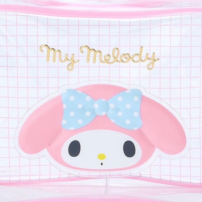 Hello Kitty My Melody Clear Grid Zipper Pouch Różowe | PL_HK55851