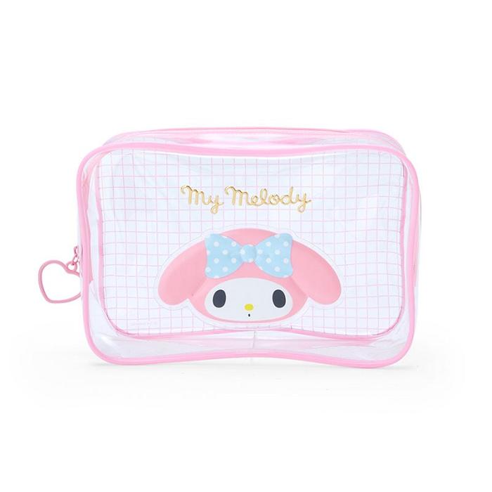 Hello Kitty My Melody Clear Grid Zipper Pouch Różowe | PL_HK55851