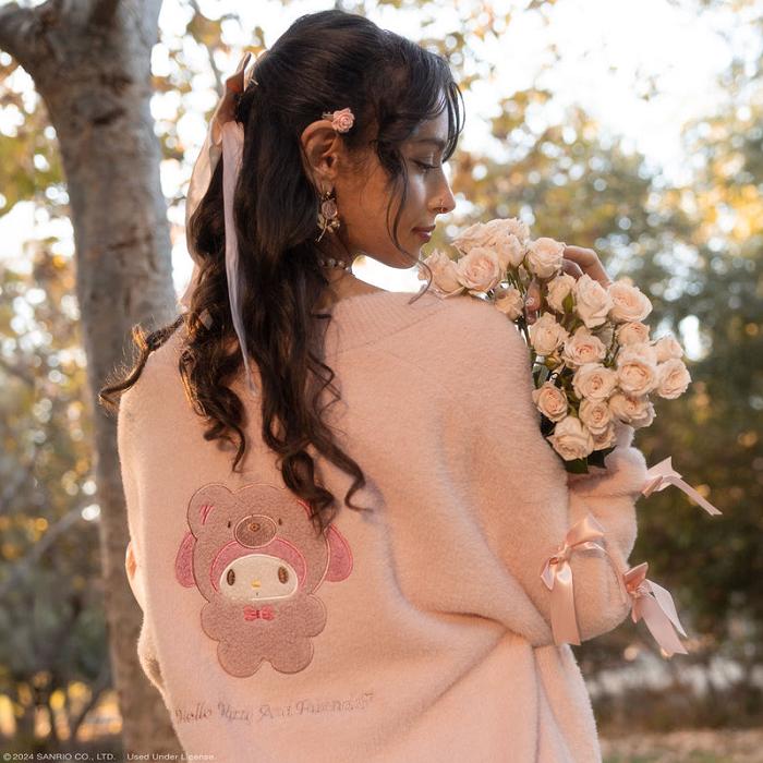 Hello Kitty My Melody Cozy Kuma JapanLA Cardigan Różowe | PL_HK86015