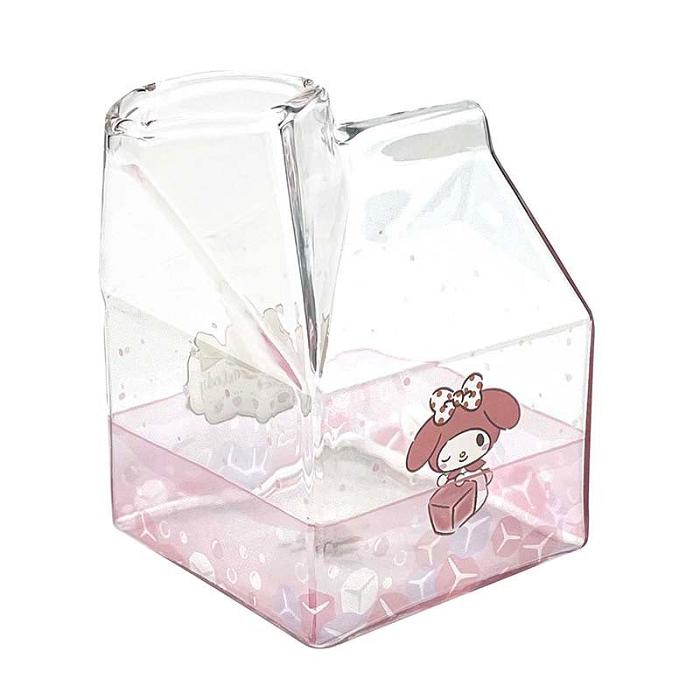 Hello Kitty My Melody Kawaii Glass Milk Carton Cup Różowe | PL_HK60303