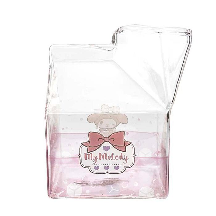 Hello Kitty My Melody Kawaii Glass Milk Carton Cup Różowe | PL_HK60303