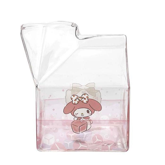 Hello Kitty My Melody Kawaii Glass Milk Carton Cup Różowe | PL_HK60303