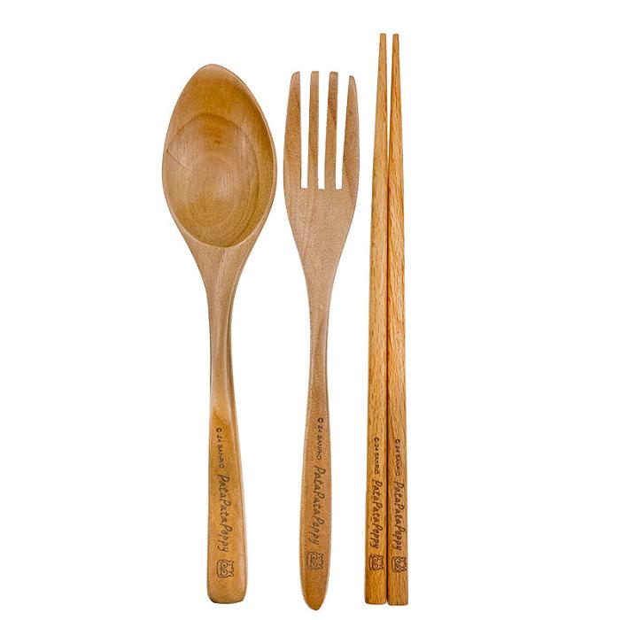 Hello Kitty PataPataPeppy Wooden Travel Cutlery Set (Flower Power Series) Niebieskie | PL_HK59098