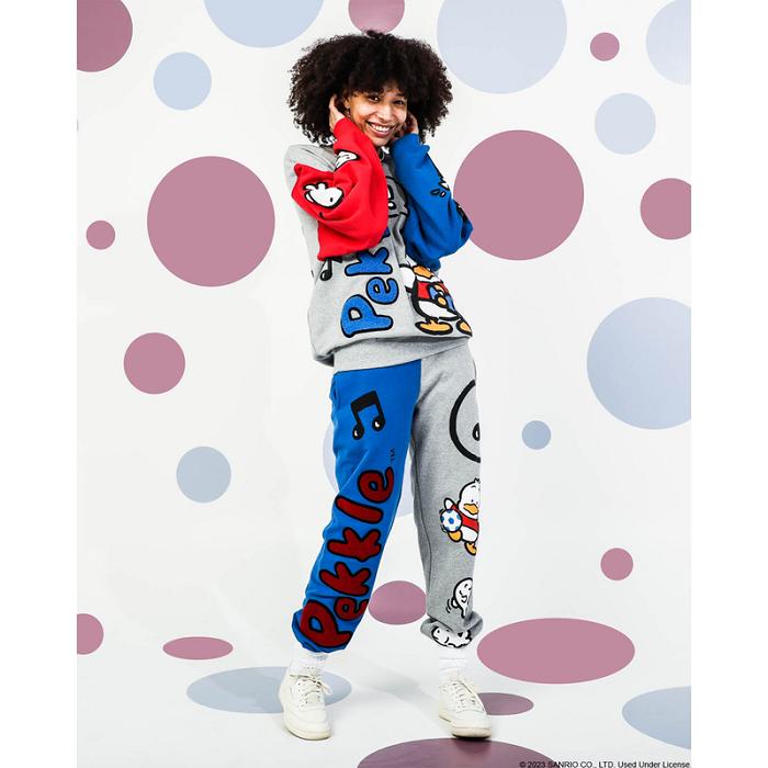 Hello Kitty Pekkle x Dumbgood Puff Print Sweatpants Szare Niebieskie | PL_HK40836