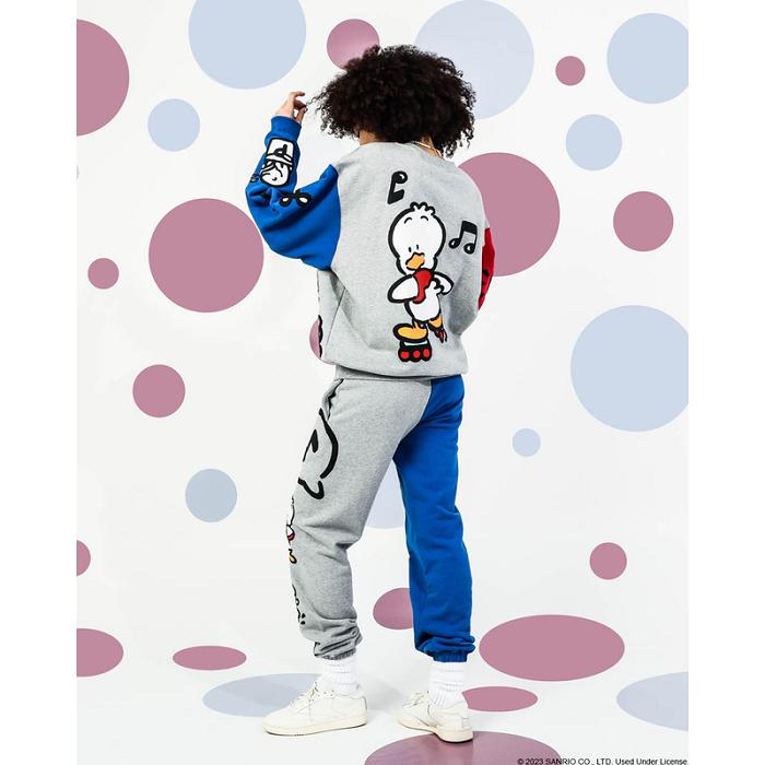 Hello Kitty Pekkle x Dumbgood Puff Print Sweatpants Szare Niebieskie | PL_HK40836