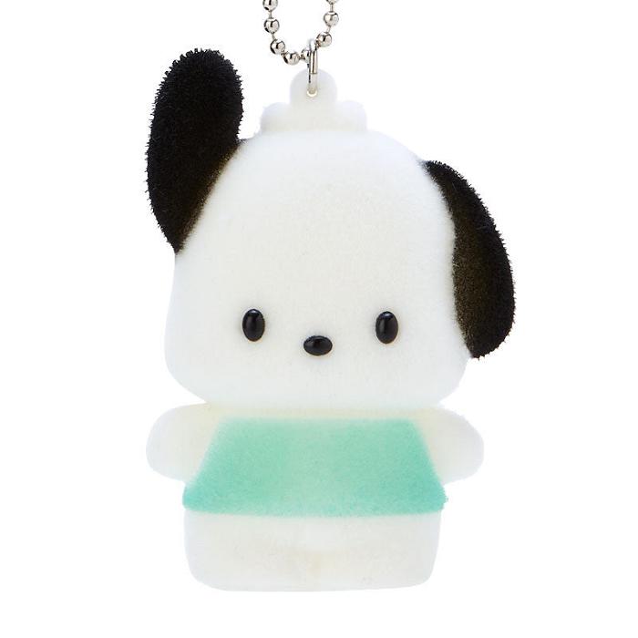 Hello Kitty Pochacco Flocked Keychain Mascot Białe Zielone | PL_HK54668