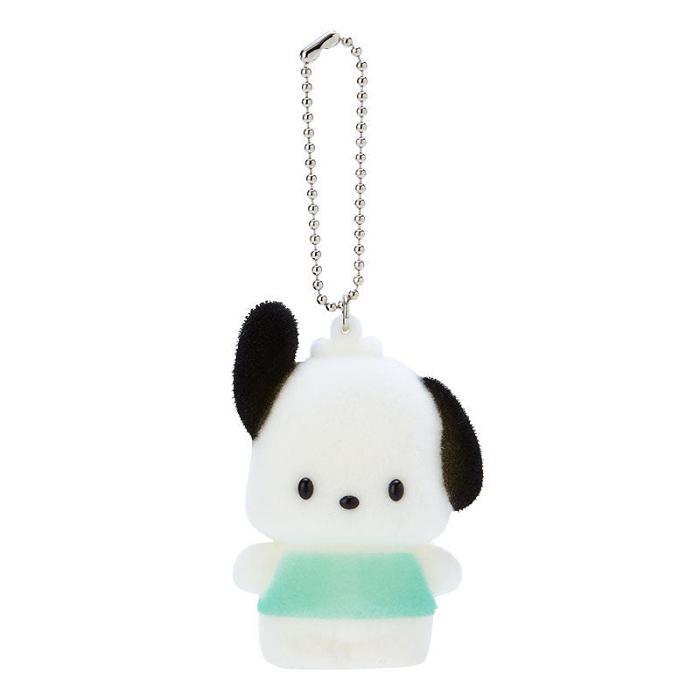 Hello Kitty Pochacco Flocked Keychain Mascot Białe Zielone | PL_HK54668