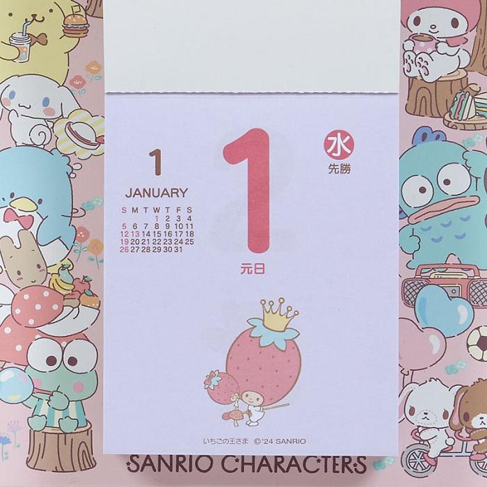 Hello Kitty Sanrio Characters 2025 Daily Wall Calendar Różowe Niebieskie | PL_HK31344