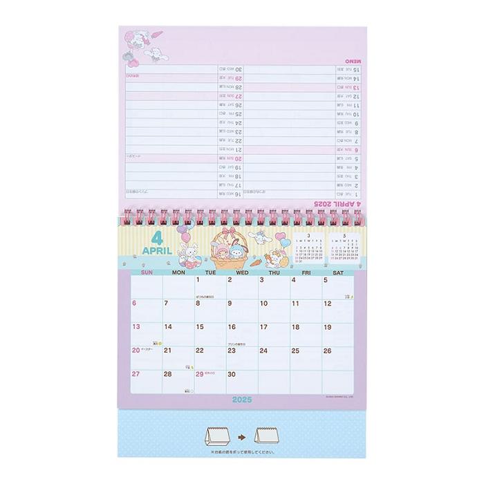 Hello Kitty Sanrio Characters 2025 Desk Calendar Różowe Niebieskie | PL_HK13557