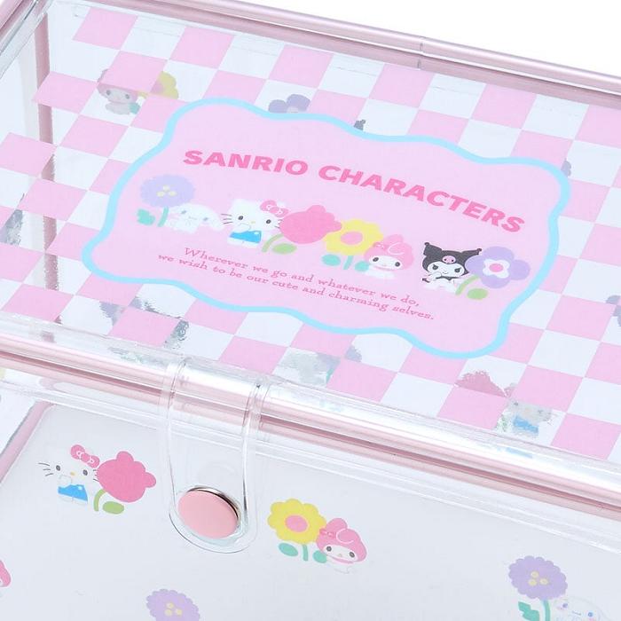 Hello Kitty Sanrio Characters Clear Storage Case (Pastel Check Series) Różowe | PL_HK35617