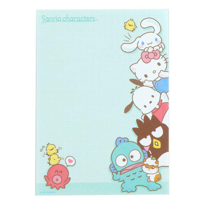 Hello Kitty Sanrio Characters Memo Pad & Sticker Set Różowe Niebieskie | PL_HK38796