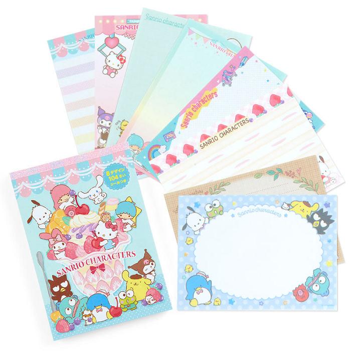 Hello Kitty Sanrio Characters Memo Pad & Sticker Set Różowe Niebieskie | PL_HK38796